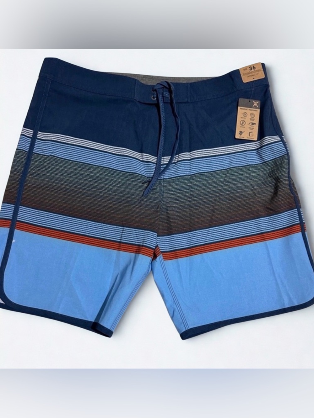 Performance Apparel Multi-Striped Performance Board Shorts Sz 36 19" Outseam NWT